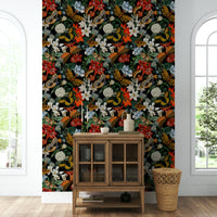 Subtle night-inspired wallpaper with elegant floral motifs

