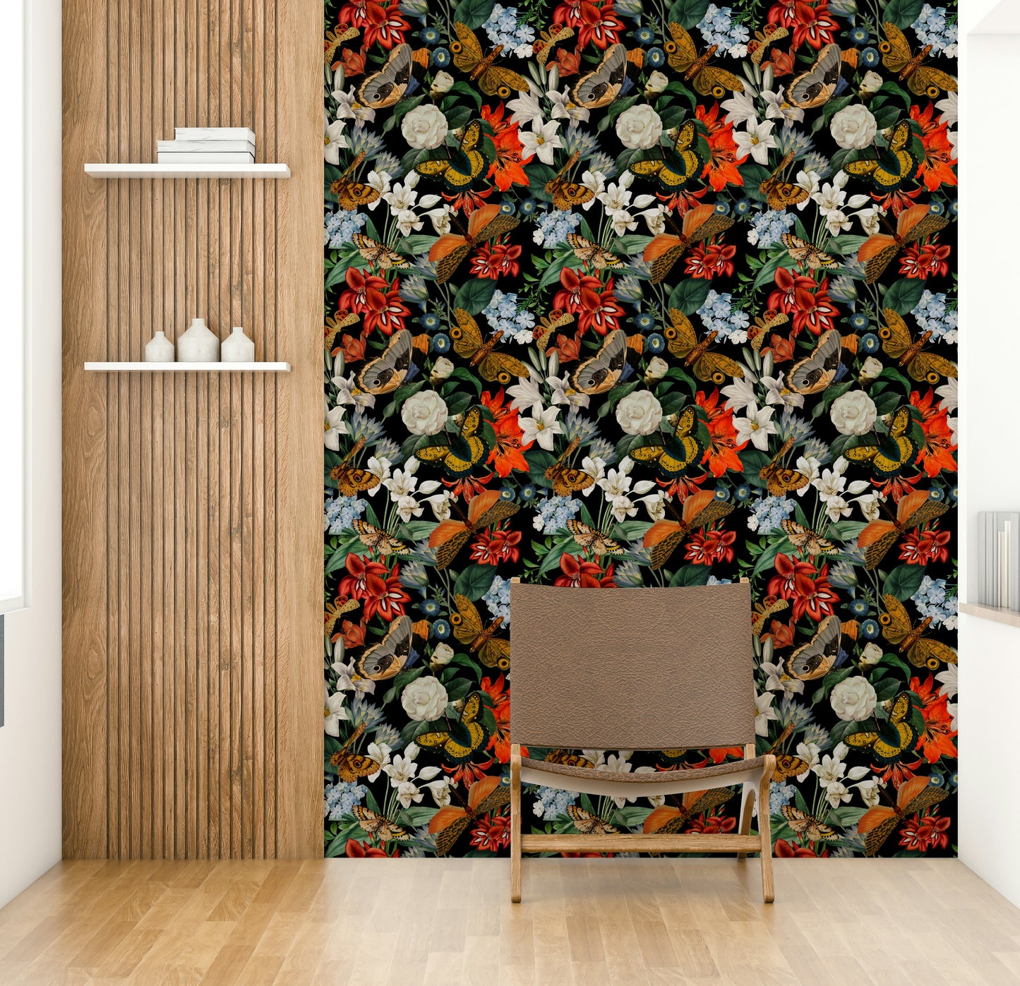 Dark, delicate wallpaper creating a serene night atmosphere

