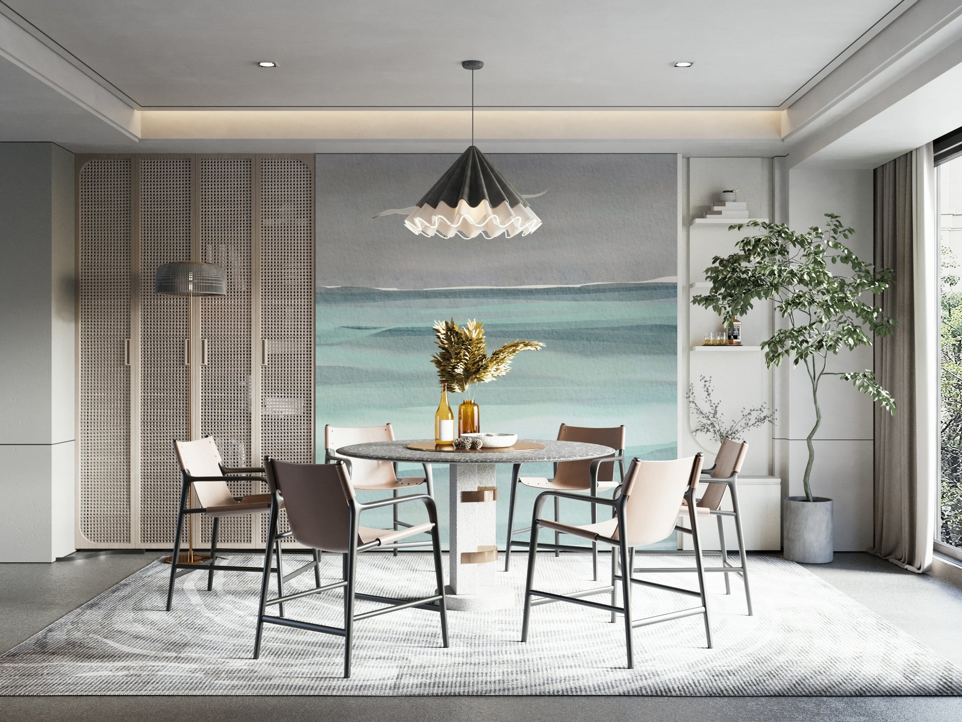 Soft ocean waves mural

