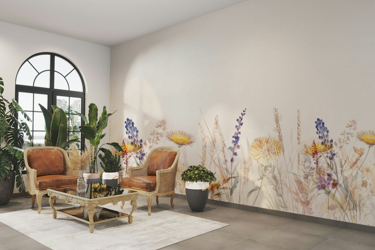Soft wildflower wallpaper for walls

