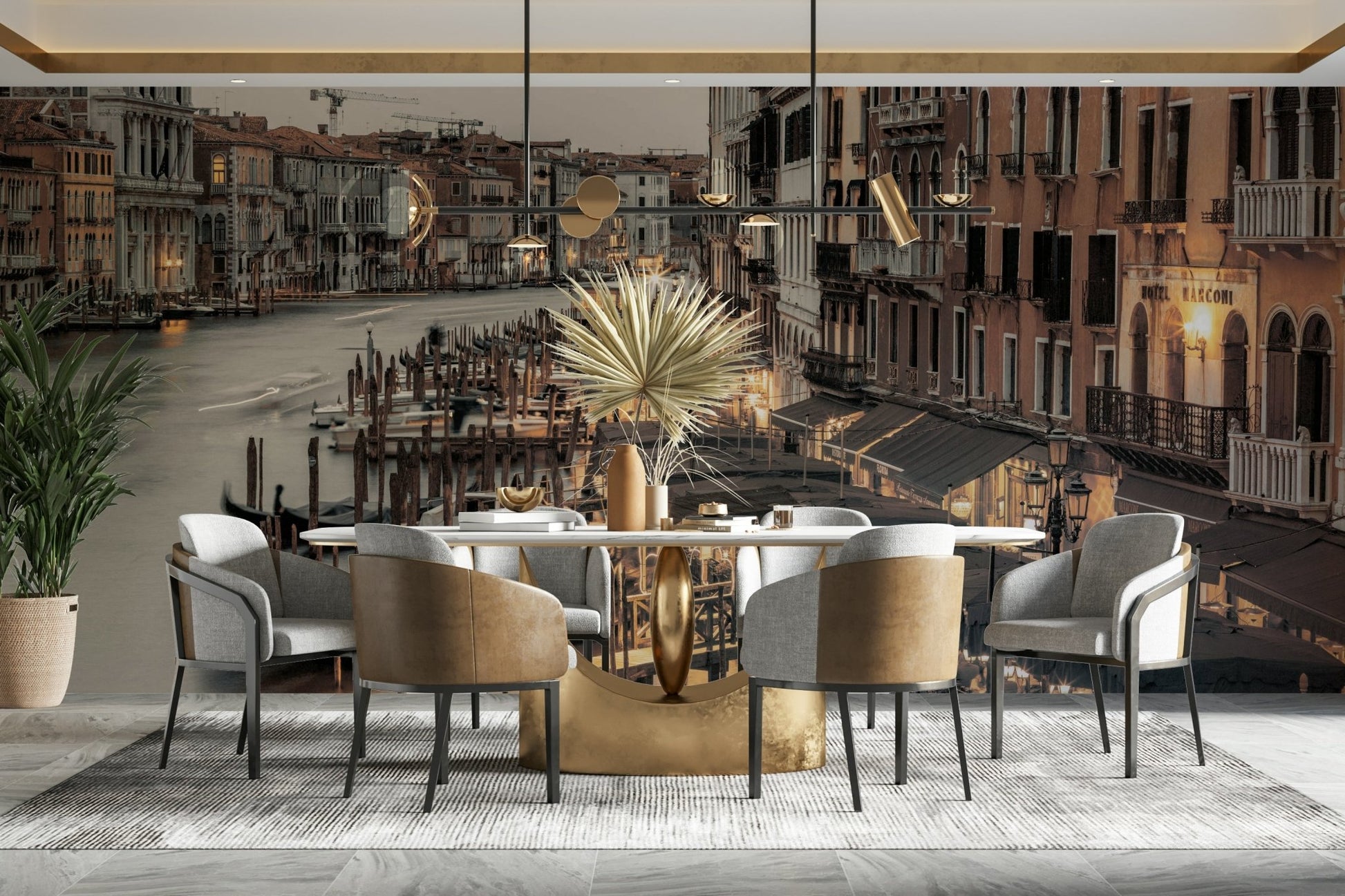 Soft cityscape of Venice captured in a peaceful mural design

