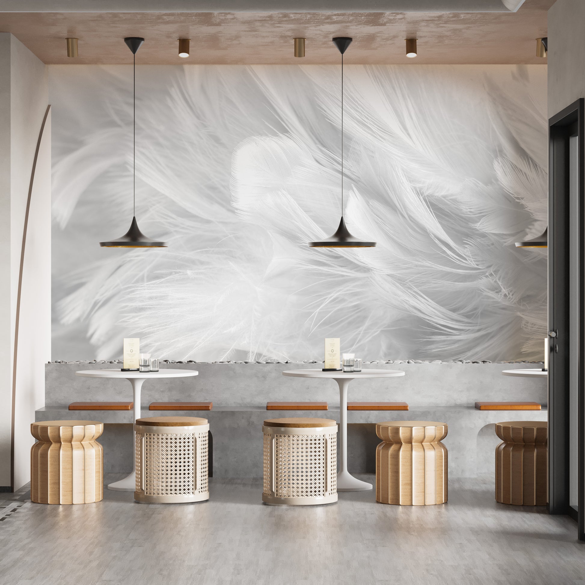 White Bird Feather Wallpaper Mural - Giffywalls