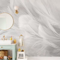 white bird feather Self Adhesive Wallpaper