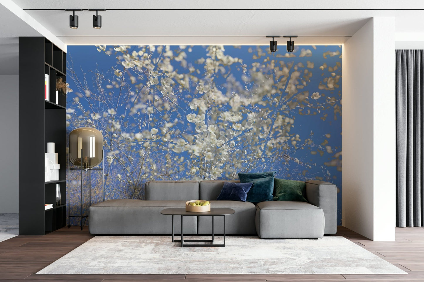 White Blossoms Against a Clear Blue Sky - Spring Nature Photography Wall Mural