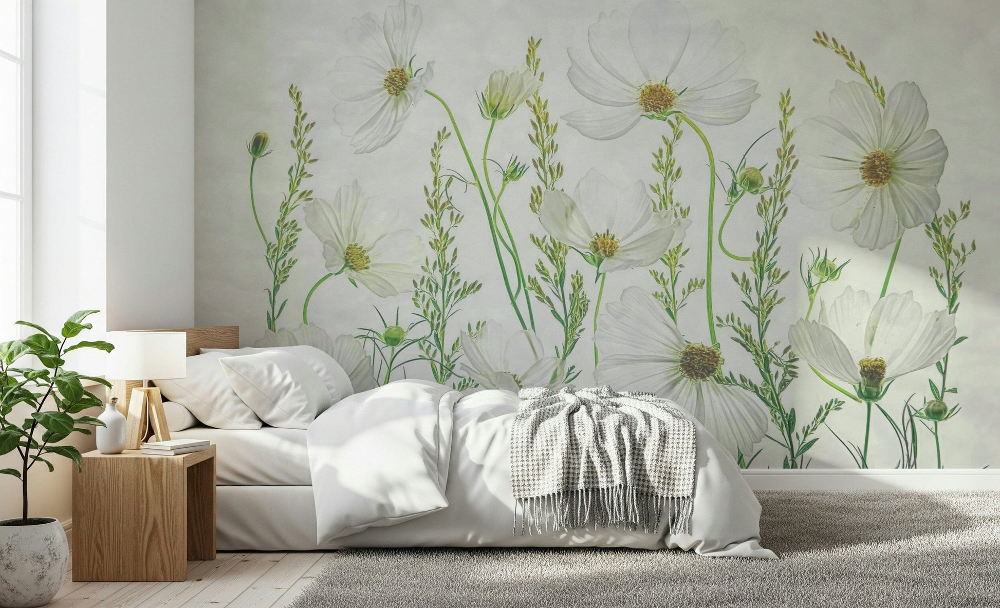 A serene subtle floral wall mural for your decor.

