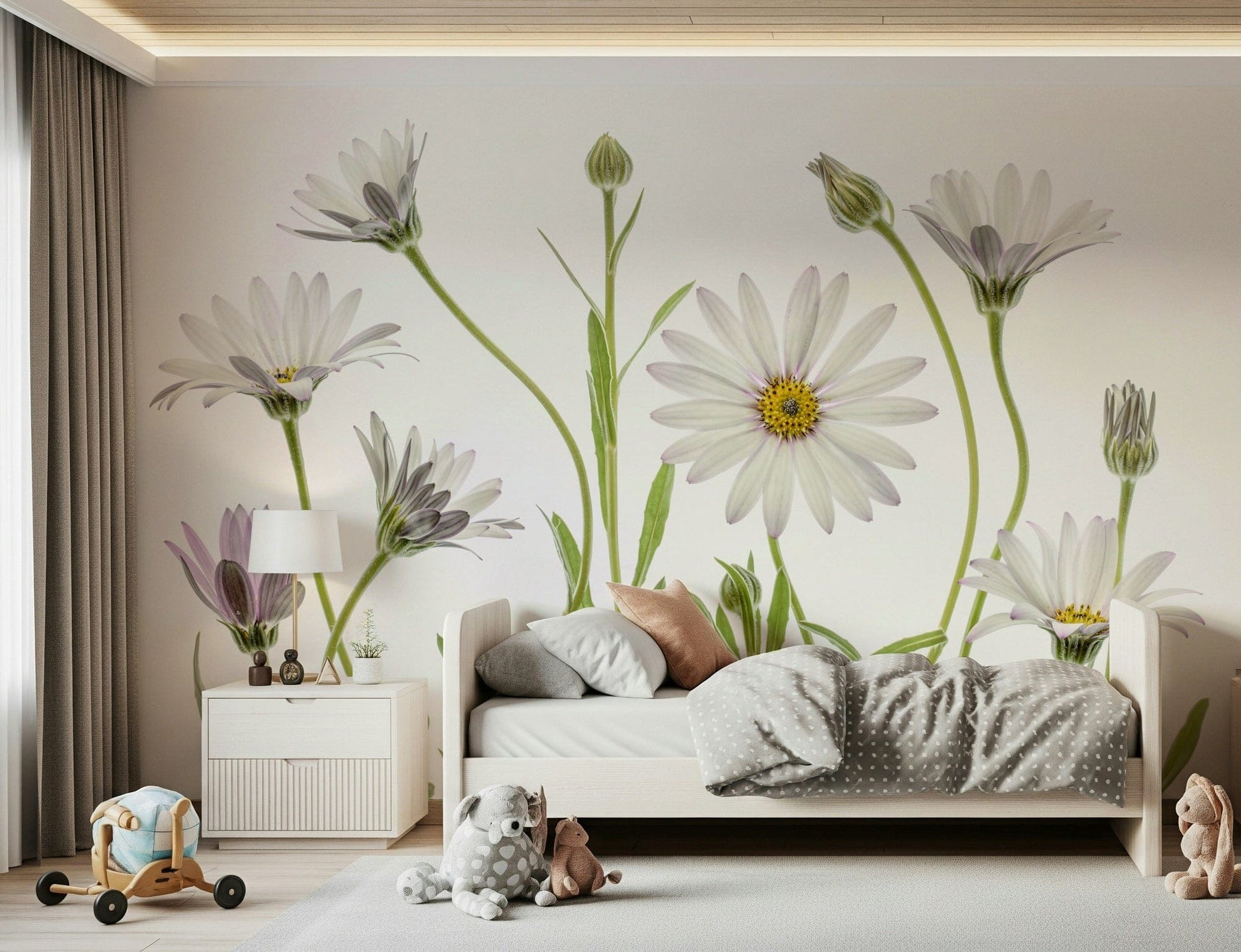 A beautiful subtle white wallpaper mural for a modern home.

