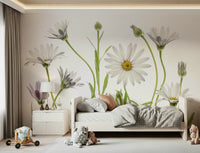 A beautiful subtle white wallpaper mural for a modern home.

