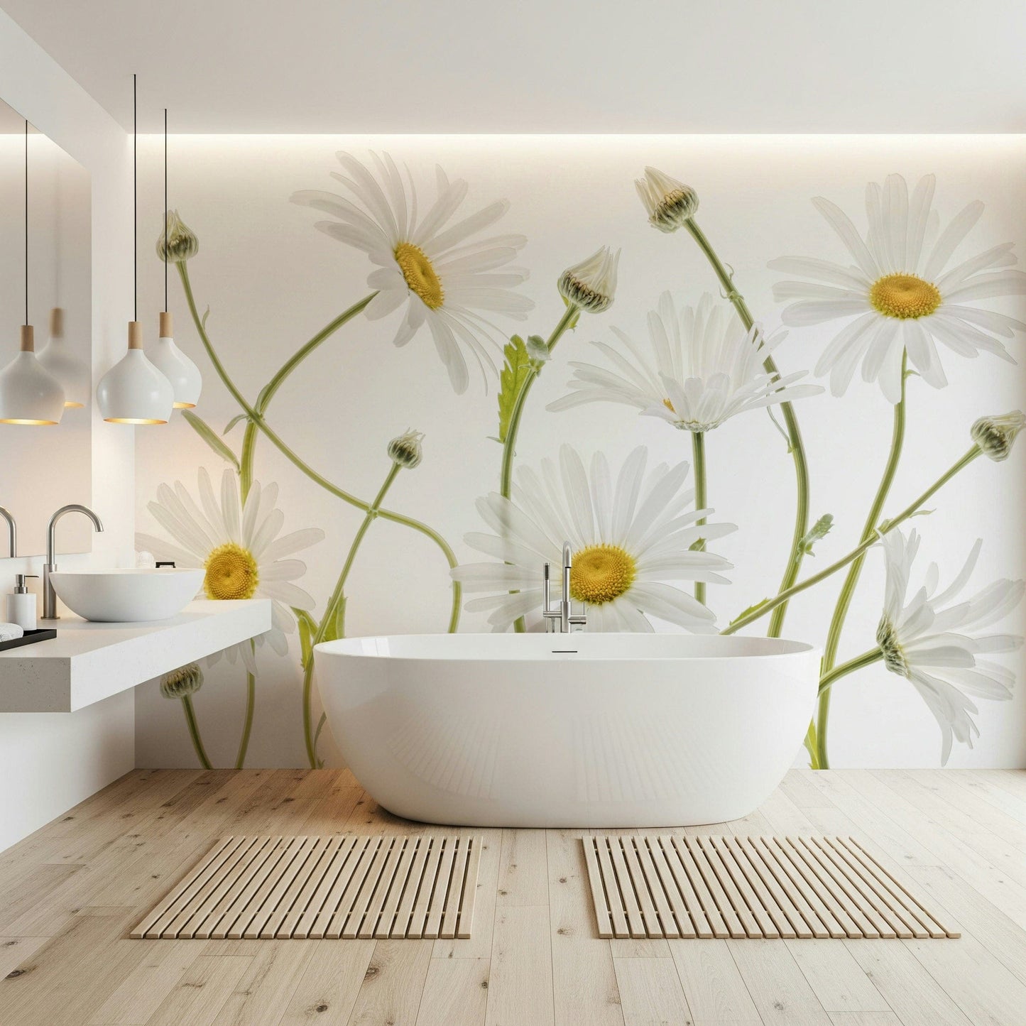 A tranquil subtle flower wall mural for your decor.

