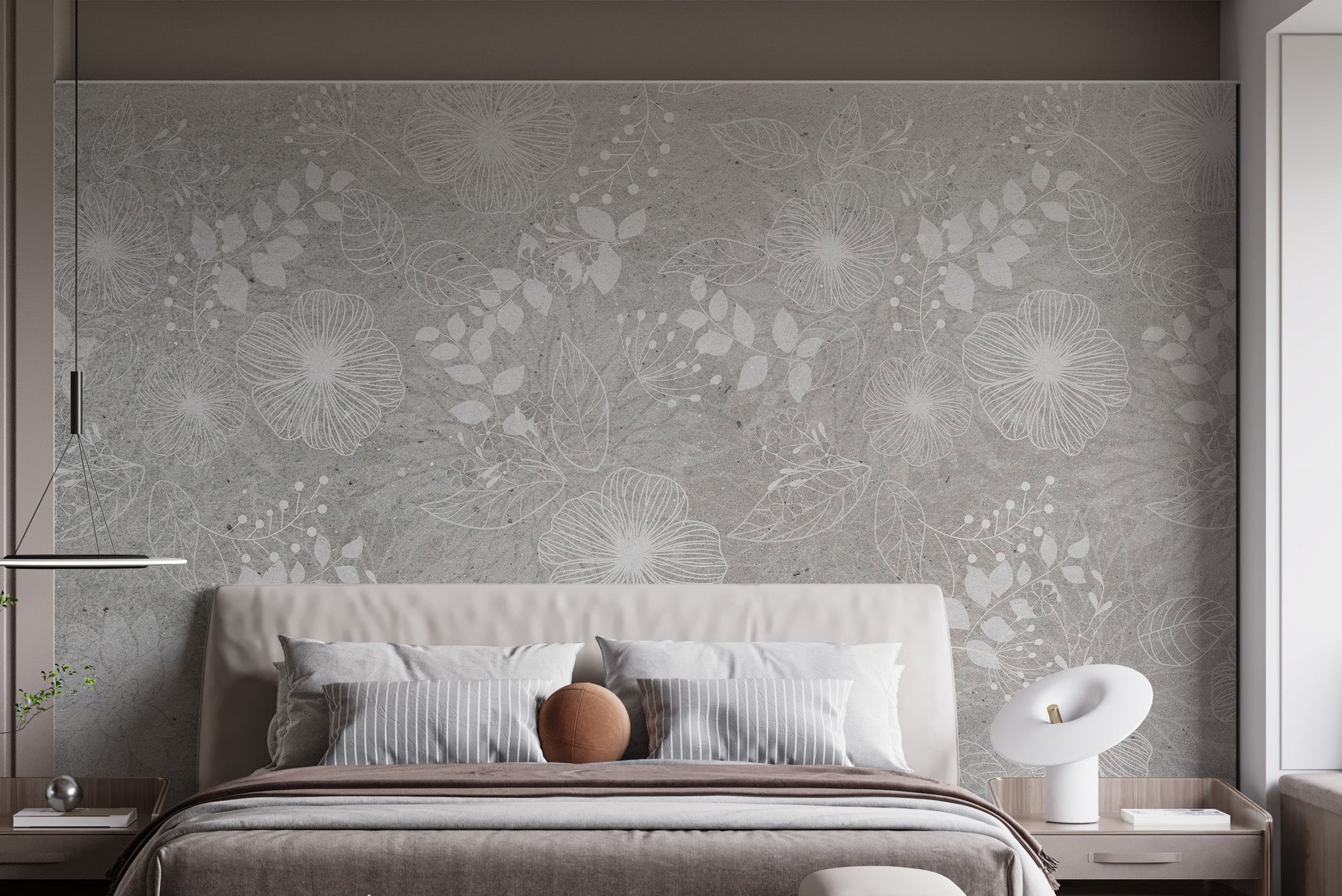 White blossoms on a serene gray wallpaper