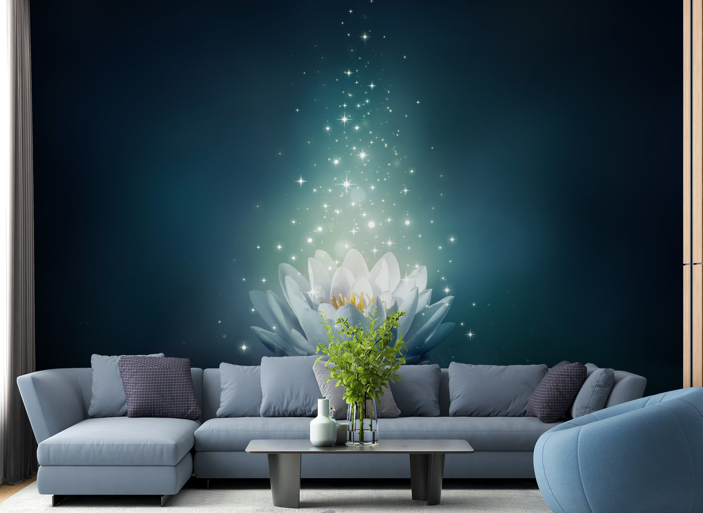 Elegant white lily wallpaper mural design