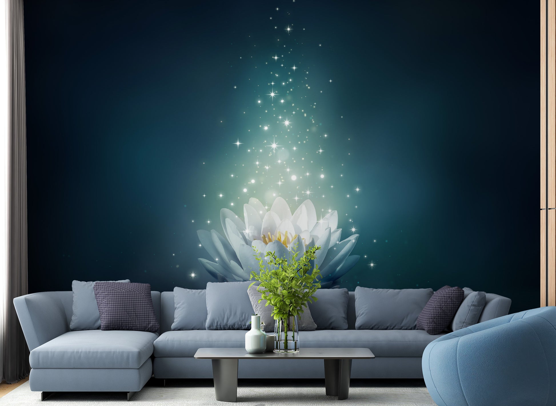 Elegant white lily wallpaper mural design