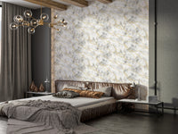 Peel and stick white marble wallpaper with metallic gold

