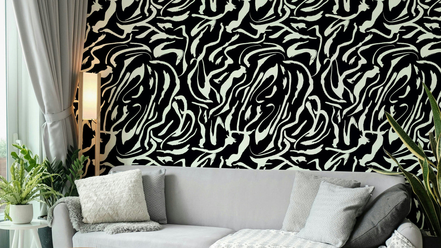 White Painted Lines simple mural wallpaper