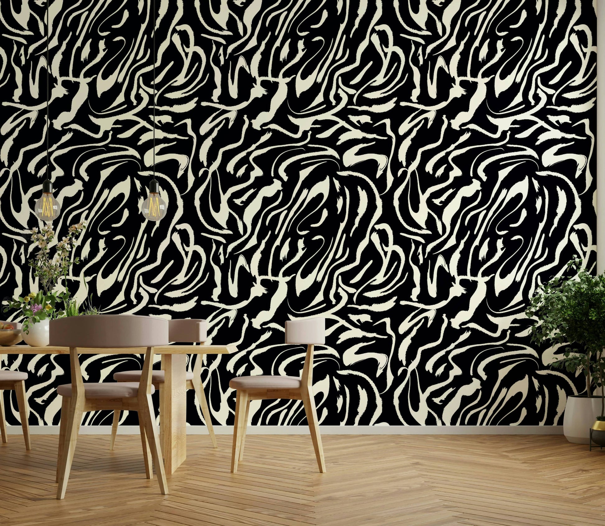 White Painted Lines stylish wallpaper for walls