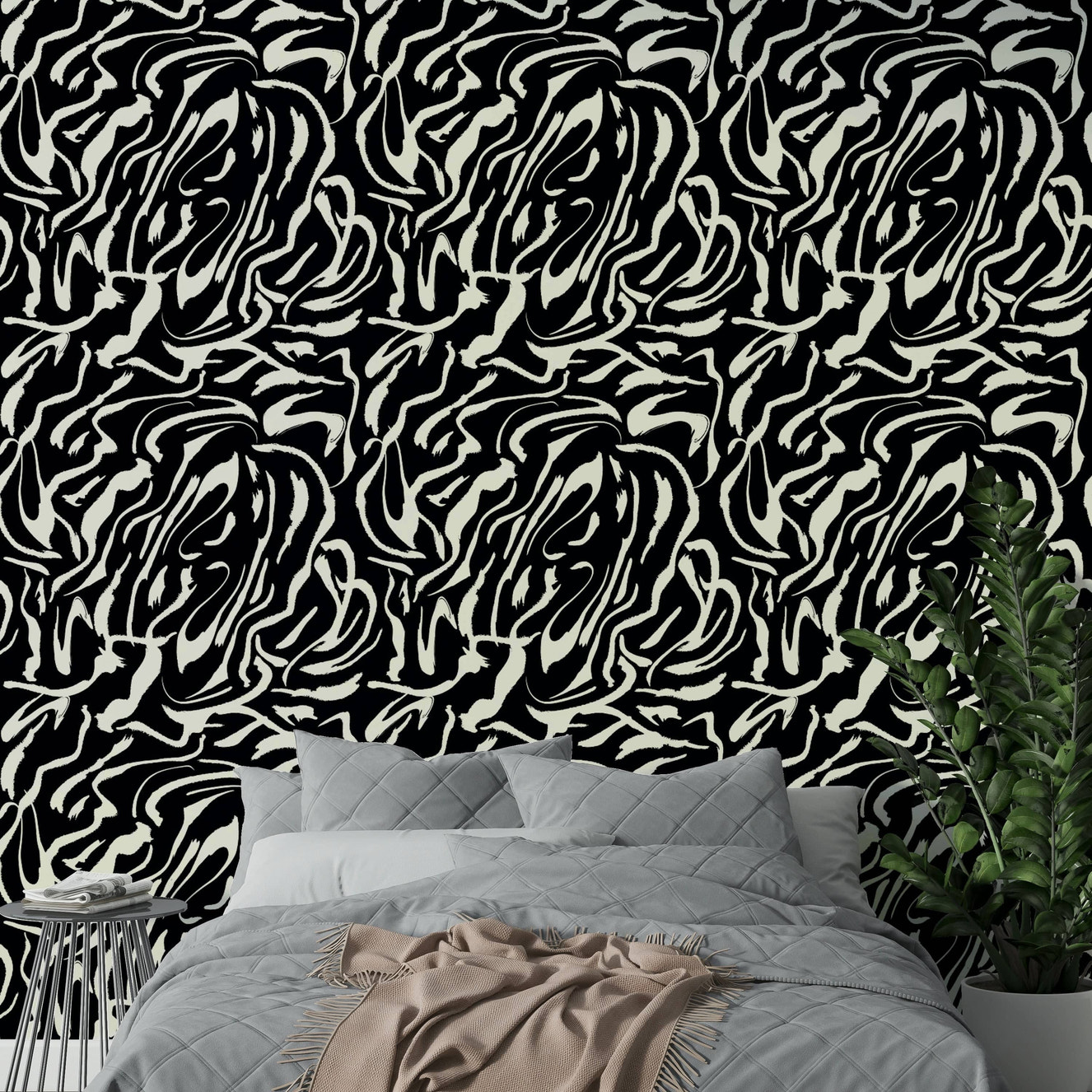 White Painted Lines elegant wall mural