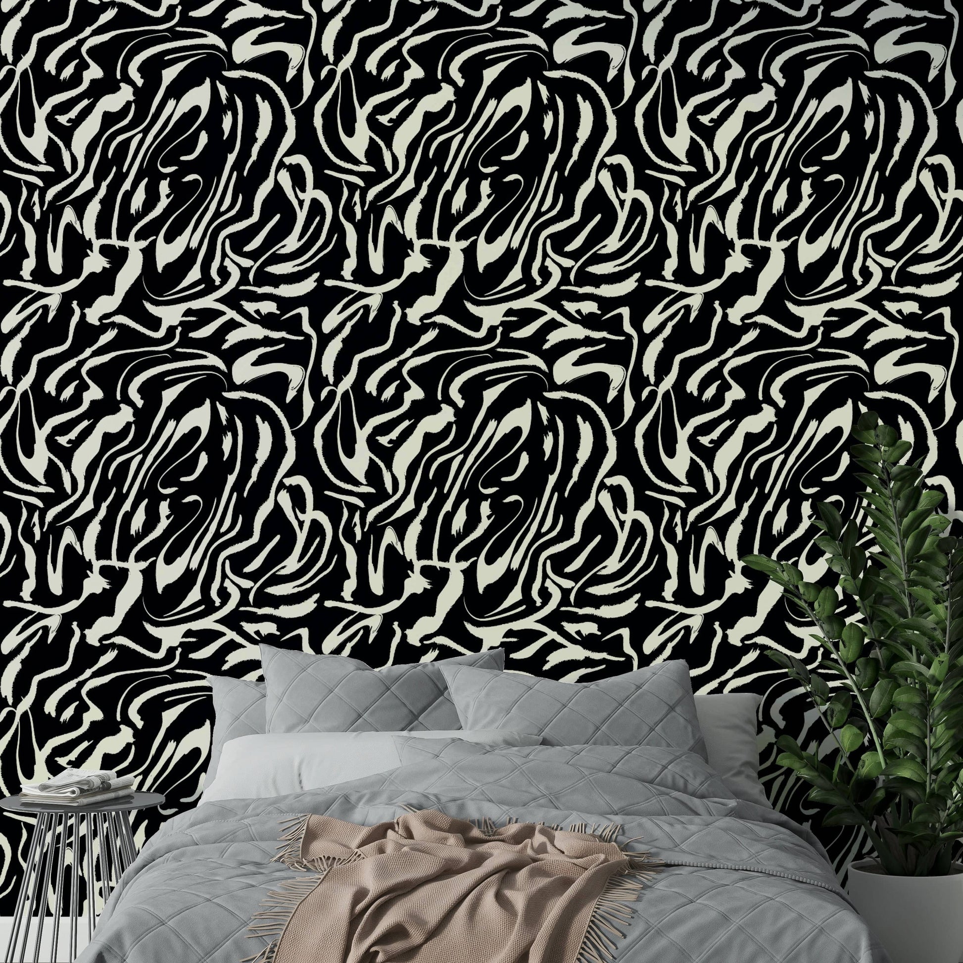 White Painted Lines elegant wall mural