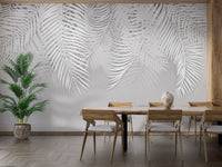 White Palm Leaves Concrete Texture Mural - Giffywalls