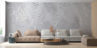 Palm leaves mural with concrete texture

