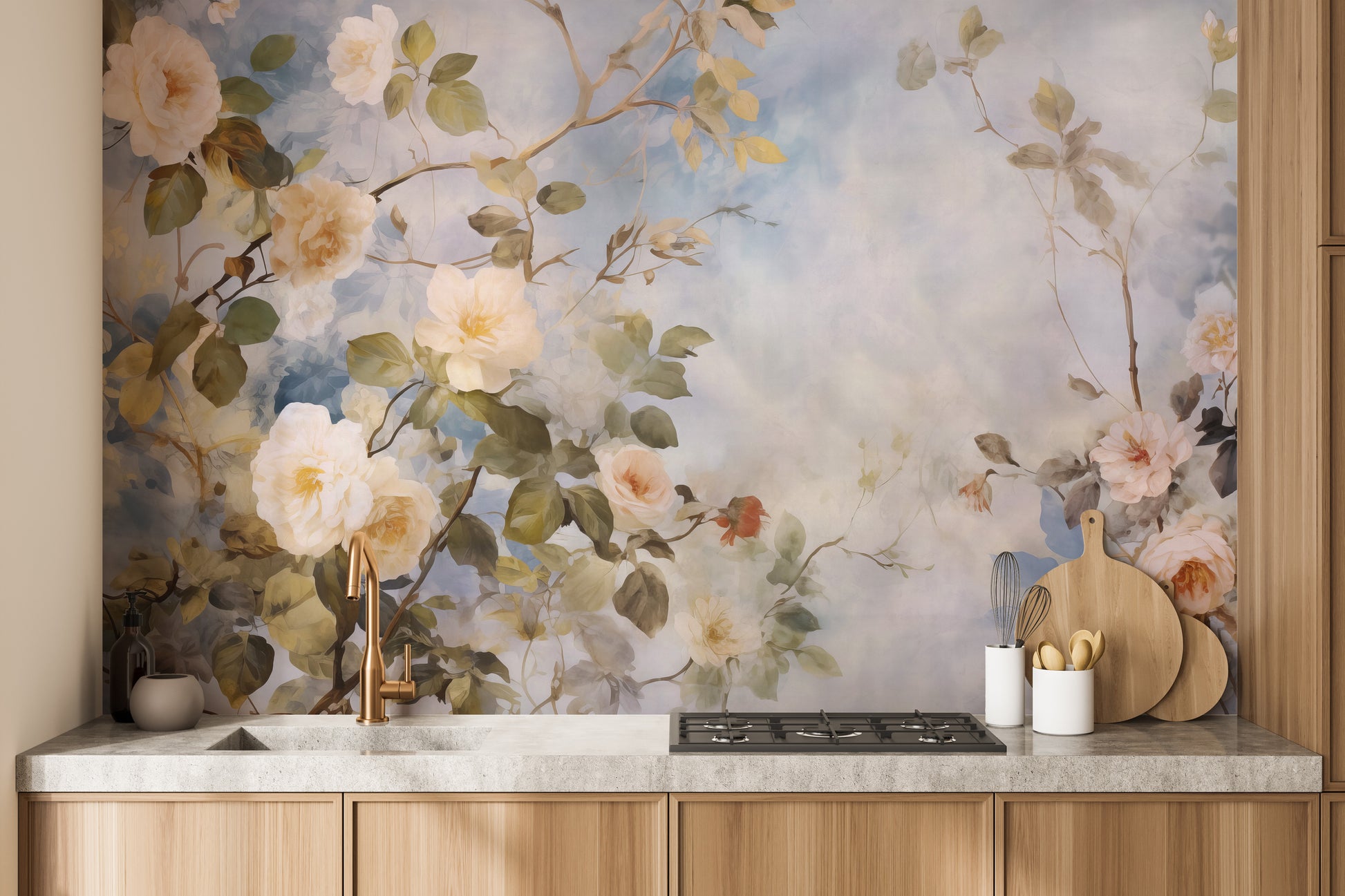 White Roses Blue Sky Wallpaper Murals - Giffywalls