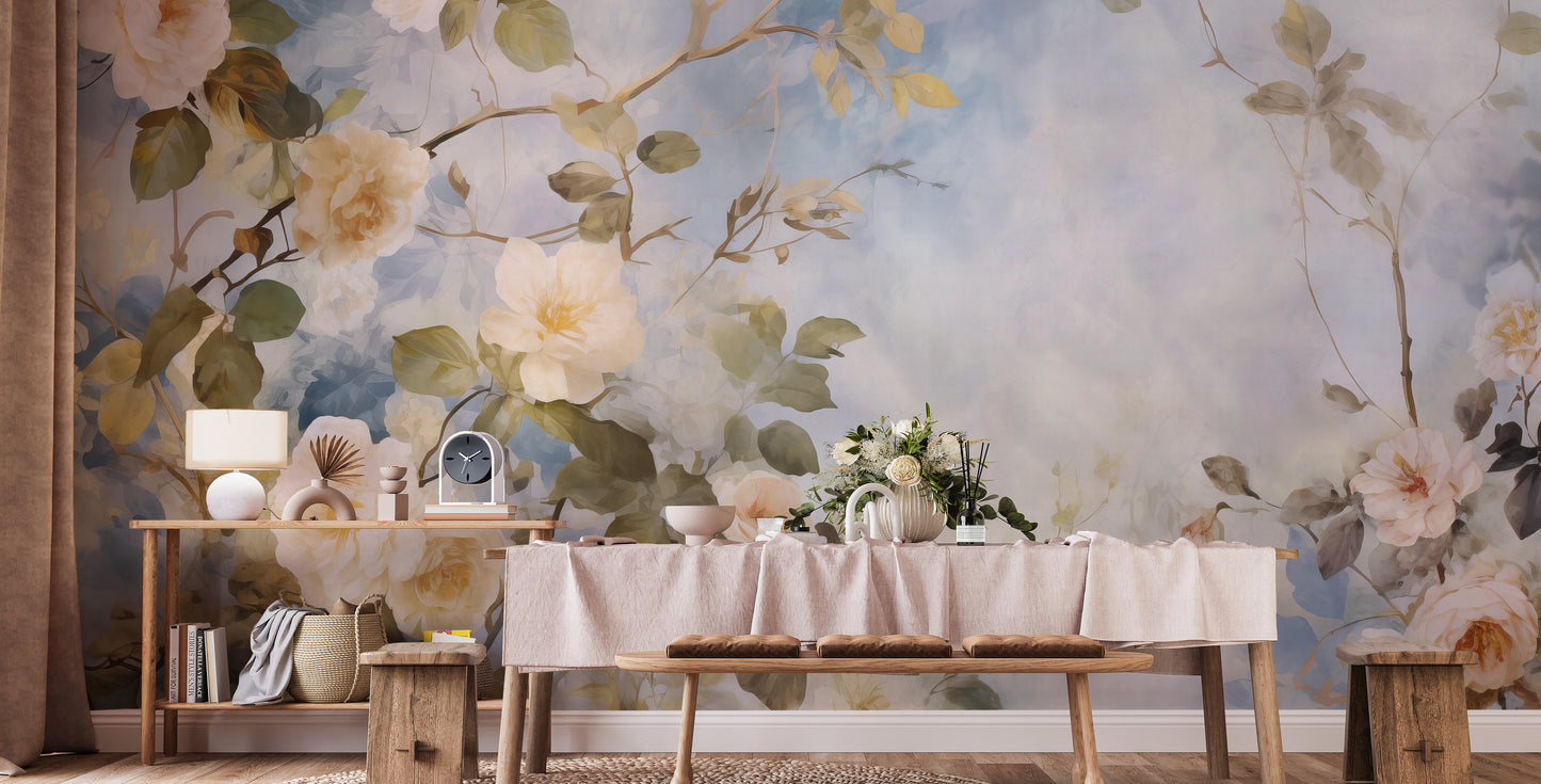 White Roses Blue Sky Wallpaper Murals - Giffywalls