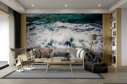 A peaceful abstract design mural on decorative wallpaper.

