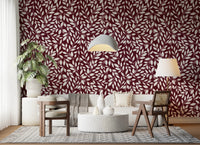 White Vines on Burgundy Wallpaper⁠