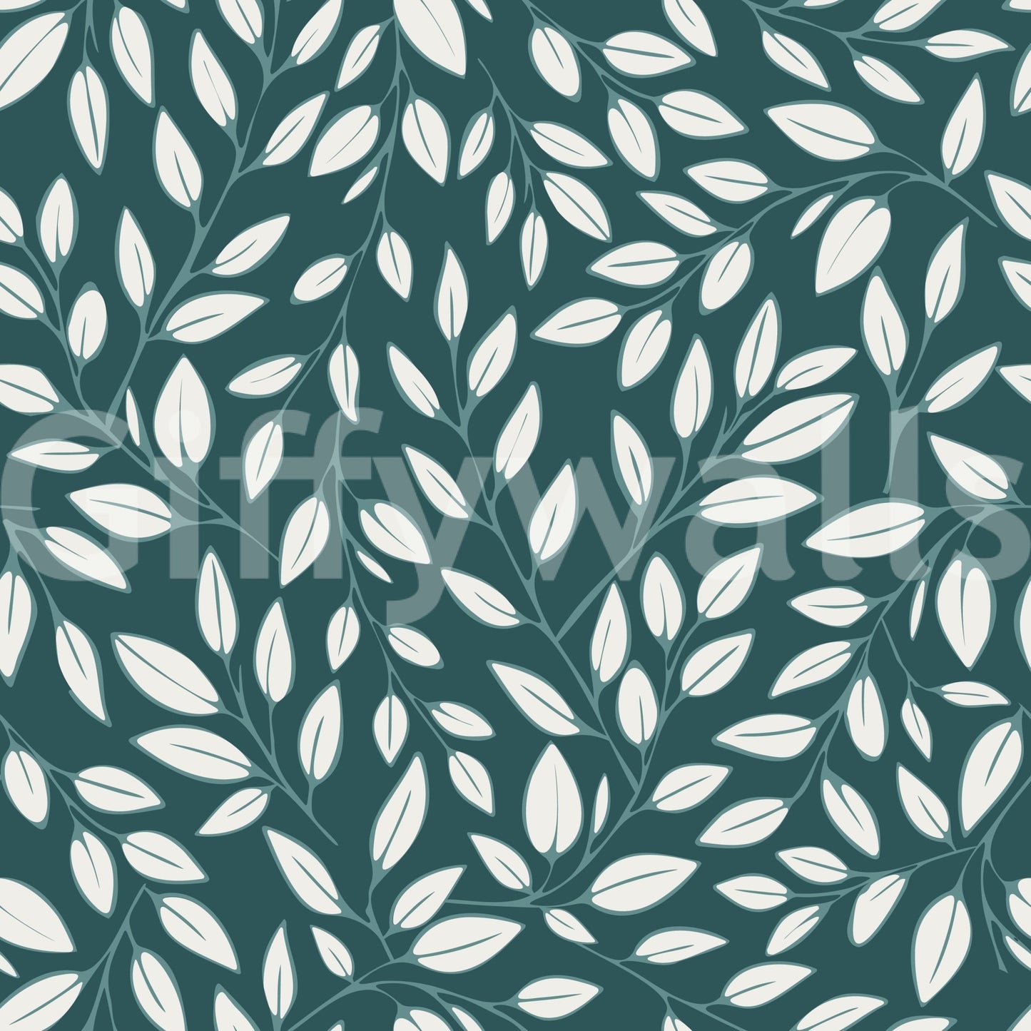 White Vines on Teal Wallpaper⁠