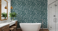 White Vines on Teal Wallpaper⁠