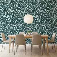 White Vines on Teal Wallpaper⁠