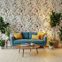 Wild Berry Bliss wallpaper for walls, woodland theme, lush vibrant print.