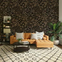 A calming jungle design wallpaper mural that defines a space.

