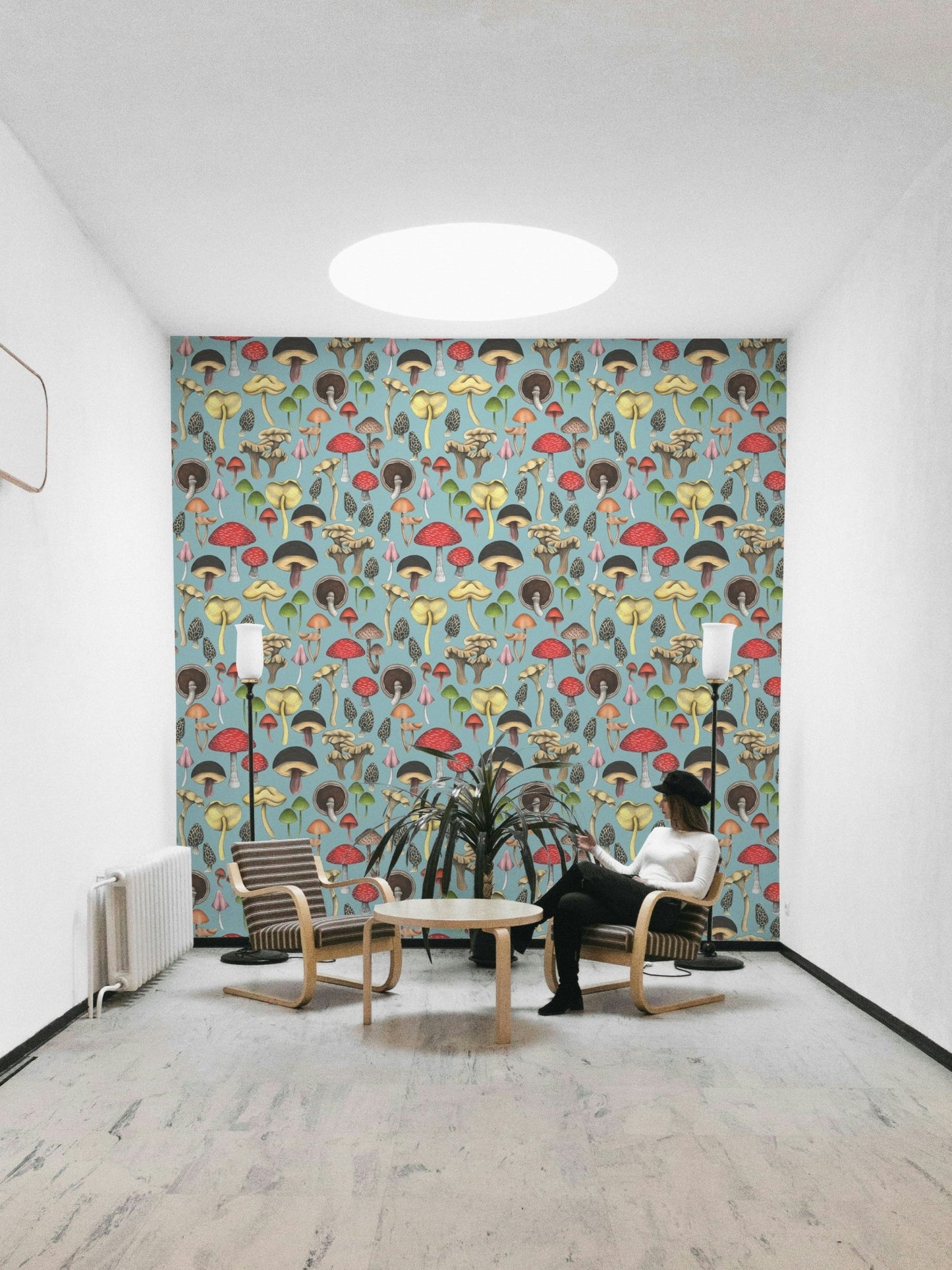 Whimsical mushroom wall mural
