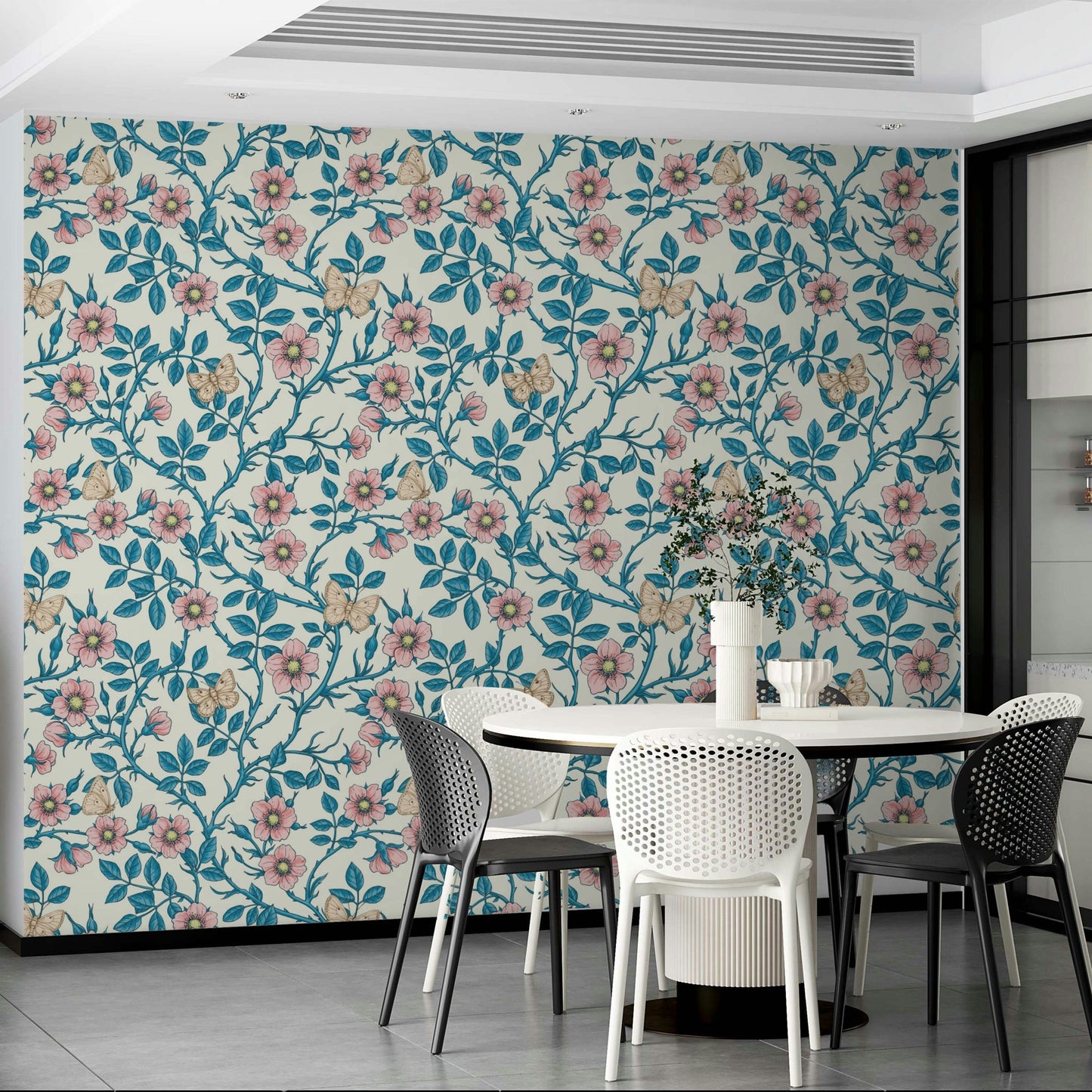 Elegant floral wallpaper for bedroom or living room


