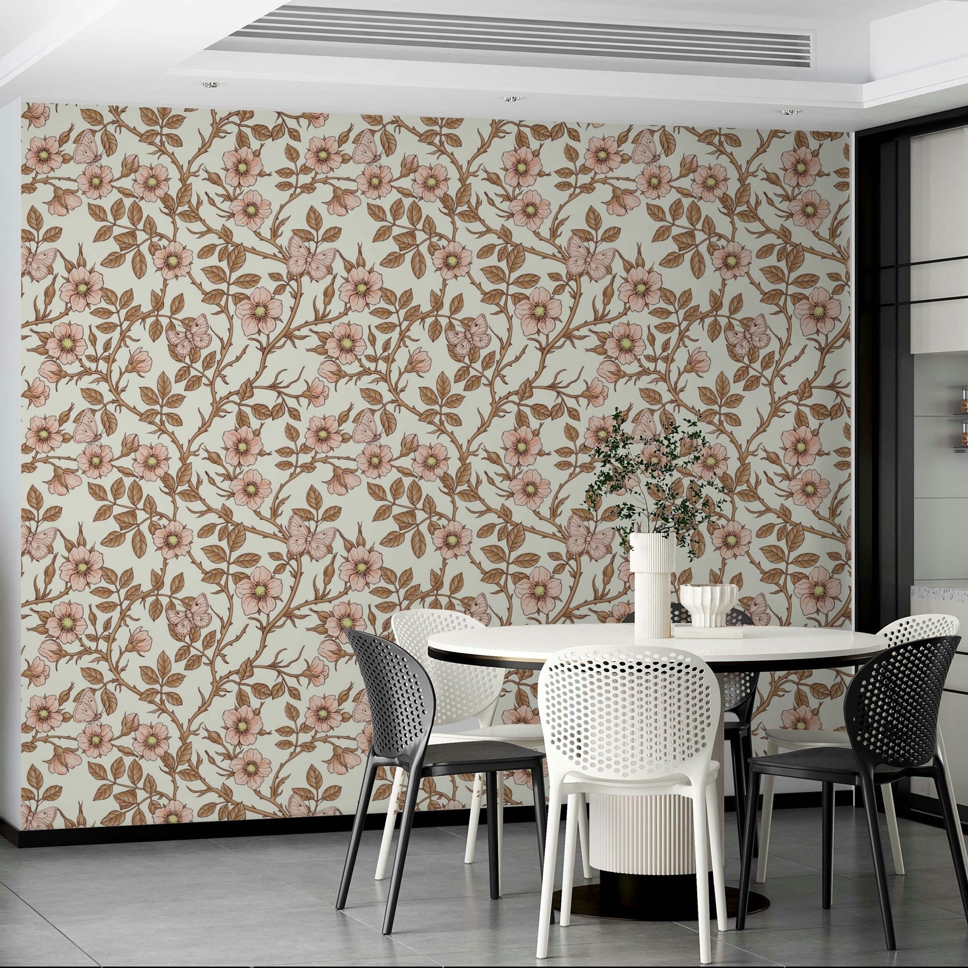 Close-up of floral design with delicate pink roses

