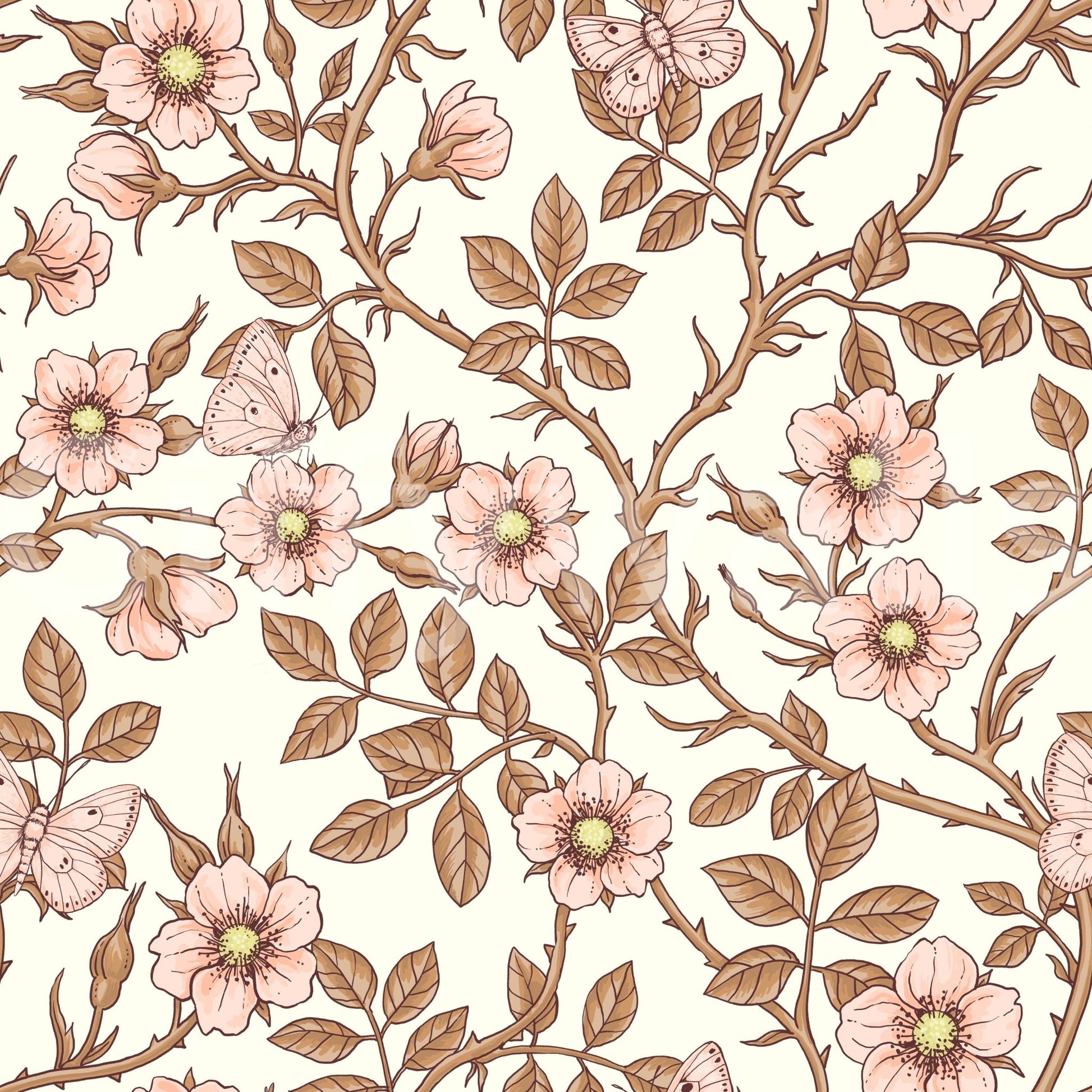 Floral wall mural with a whimsical touch

