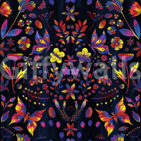 Garden-inspired wall mural with energetic colors

