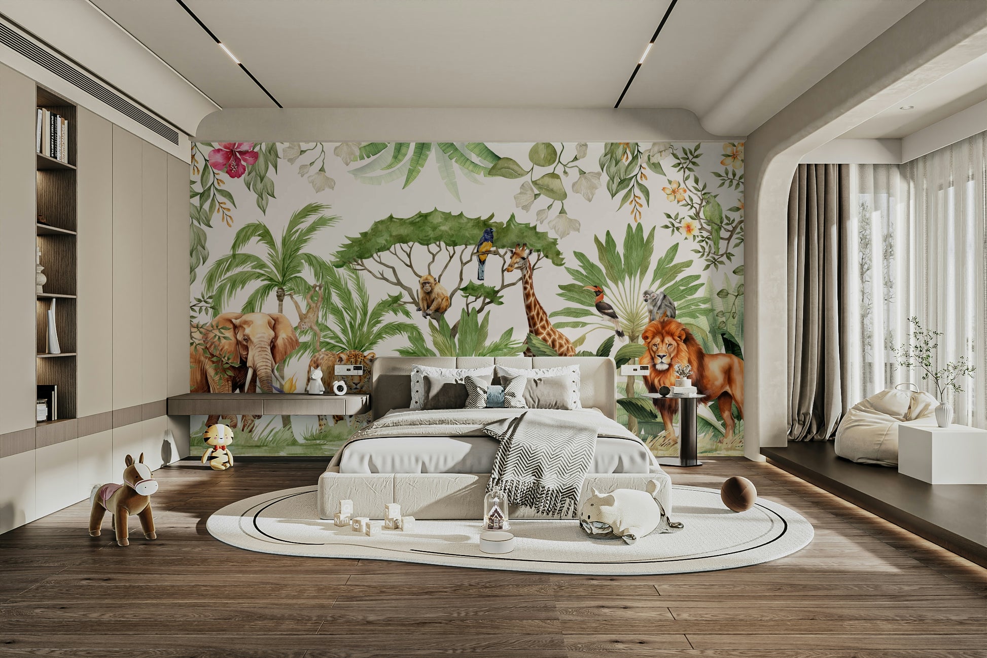 Gentle watercolor leaves wall mural

