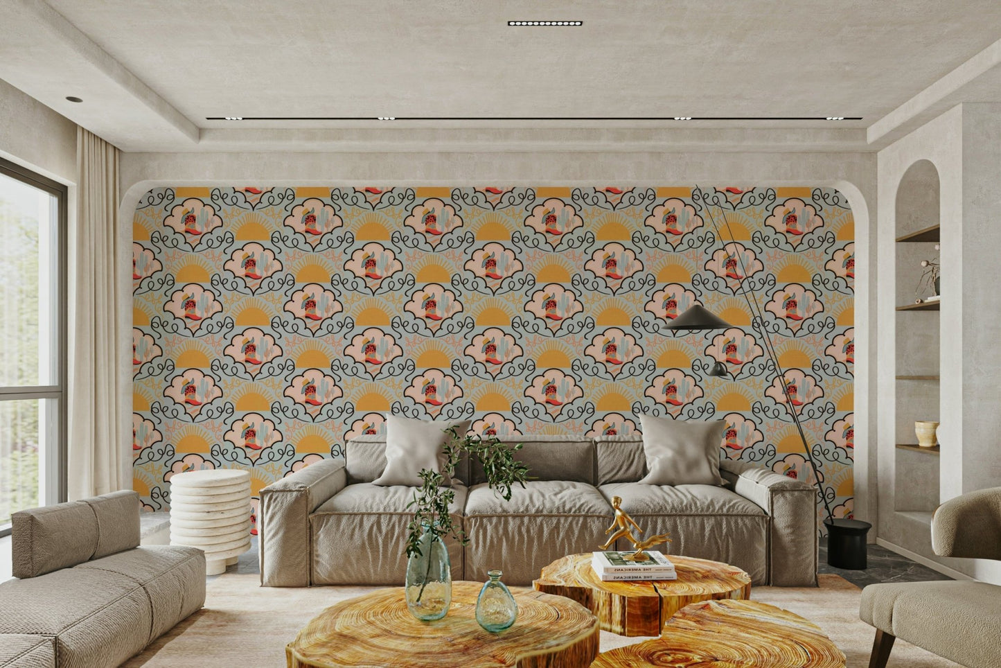 The image shows a whimsical, repeating pattern.

