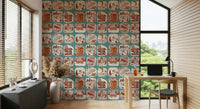 Rustic wilderness wallpaper showcasing pencil-style drawings of outdoor scenery.