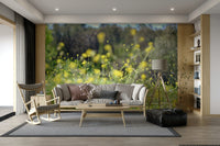 A soft and ethereal floral wall mural.
