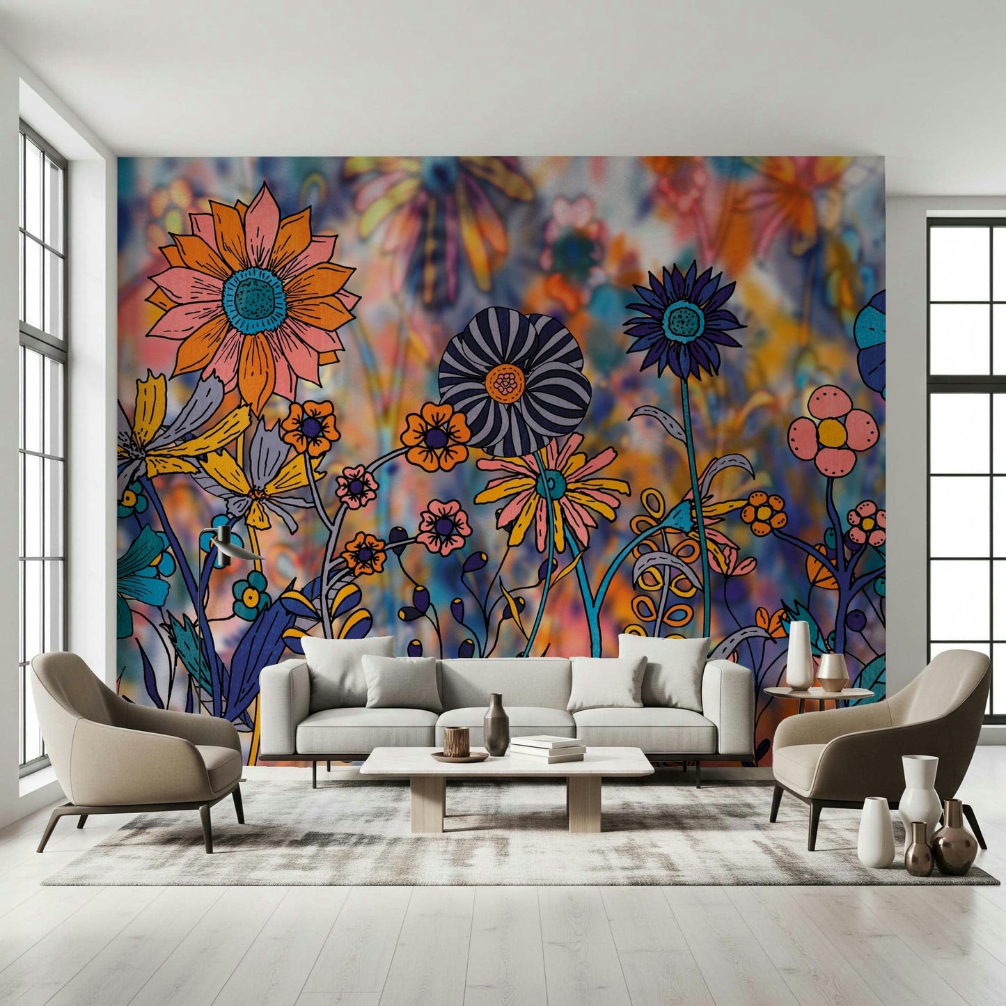 Vibrant Wildflower Wonderland Wall Mural