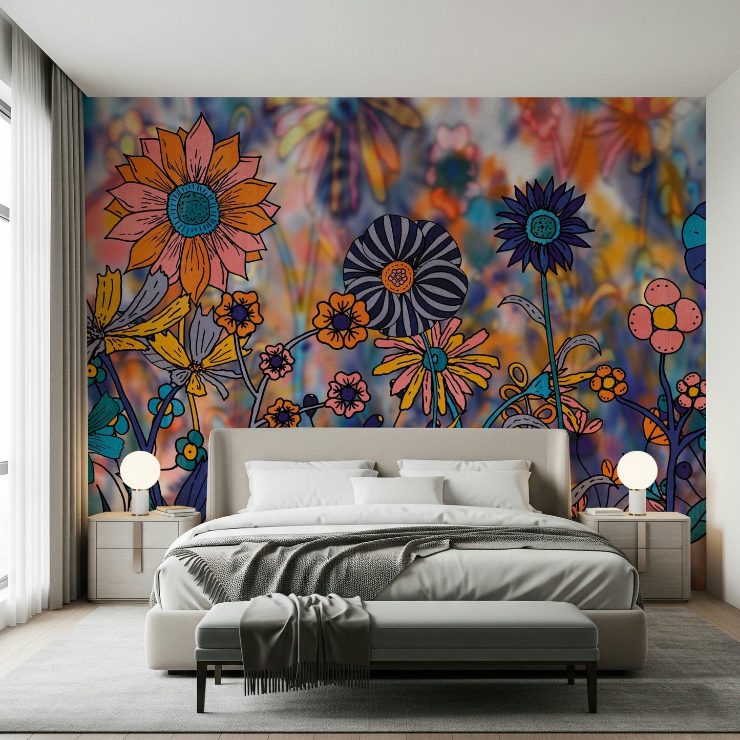 Vibrant Wildflower Wonderland Wall Mural
