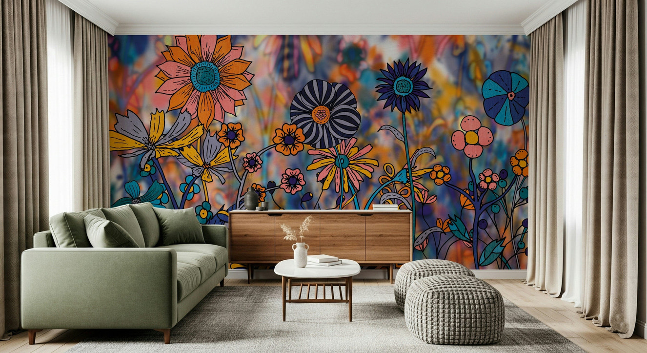 Vibrant Wildflower Wonderland Wall Mural