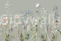 A pastel floral wallpaper highlighting graceful wildflower stems and blossoms for an elegant look.