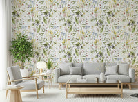 Wildflower Dreams garden floral wallcovering illustration.