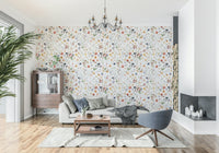 Wildflower Whimsy Meadow wallpaper pattern vibrant floral berries.