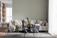 Subtle floral design featuring elegant meadow greenery and white flower buds wallpaper
