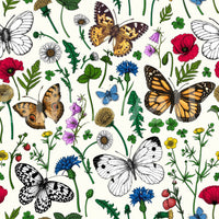 Vibrant butterfly and wildflower wallpaper for joyful spaces

