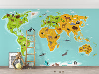 Wildlife Animals World Map Wallpaper - Giffywalls