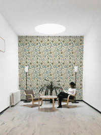 The room's lighting highlights the timeless feel of the pattern.

